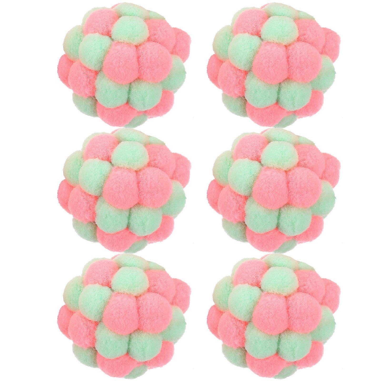 Cat Plush Toy Balls for Play and Exercise 30Pcs with Bell Assorted Colors