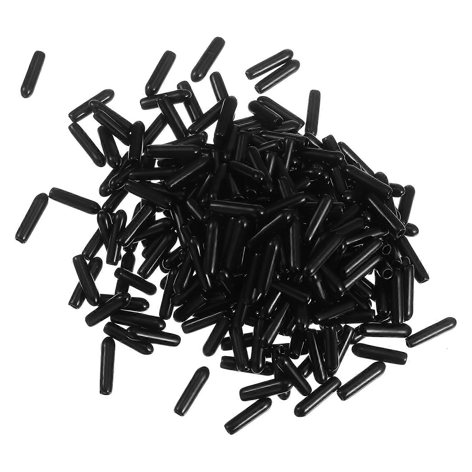 500Pcs Black Rubber Tube Caps for Screw Thread Protector Bolt Pipe Post