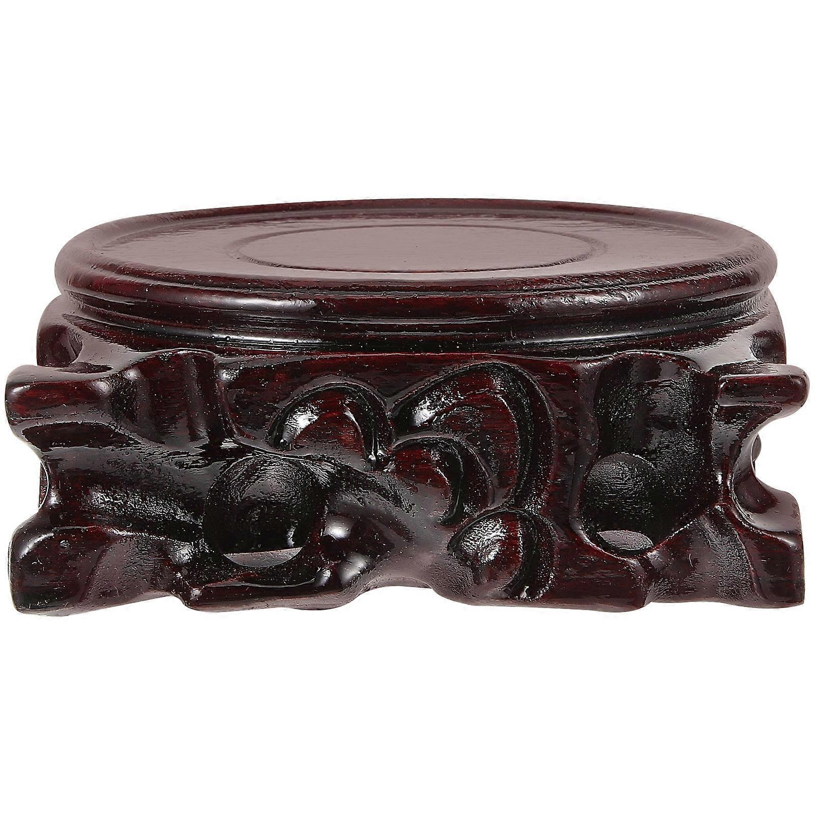 Buddha Statue Base for Display with 5Pcs Brown Wood Carved Pedestals