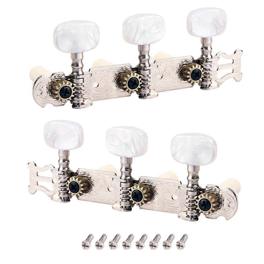 Classical Guitar Tuner Tuning Keys Pegs Machine Heads Complete Set Chrome