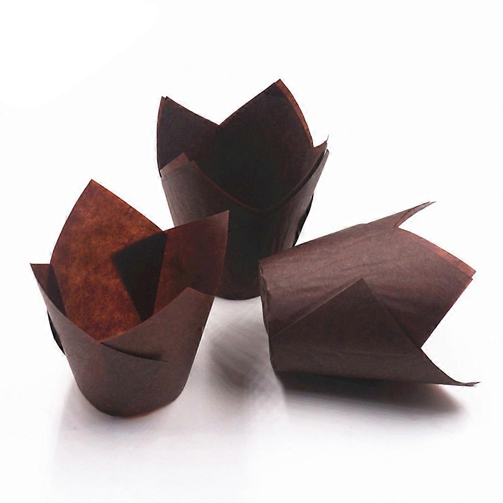 Chocolate Cupcake Wrappers Tulip Shape for Holding Use 50Pcs Muffin Cases