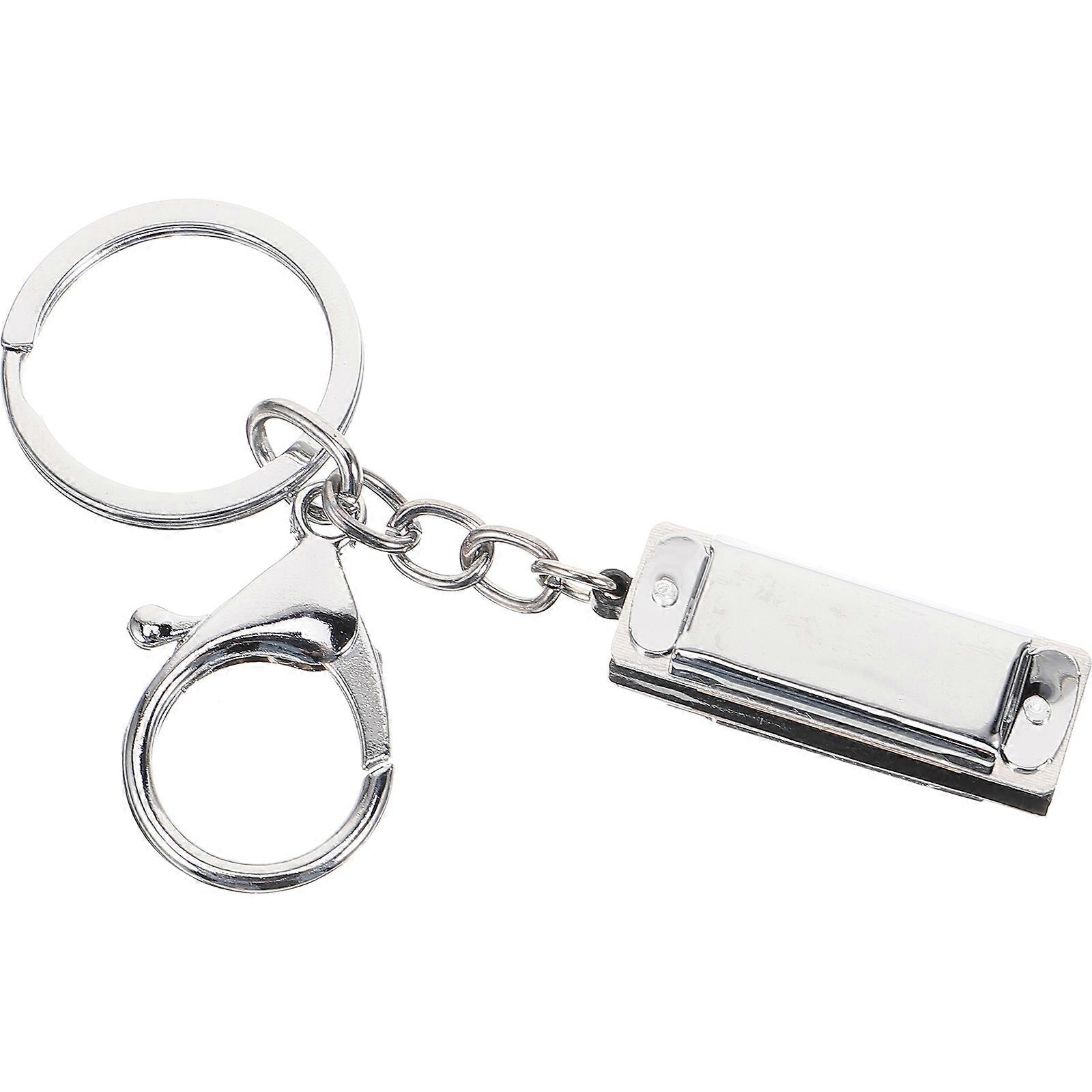 Silver Metal Mini Harmonica Keychain for Holding Use 5Pcs Vintage Style