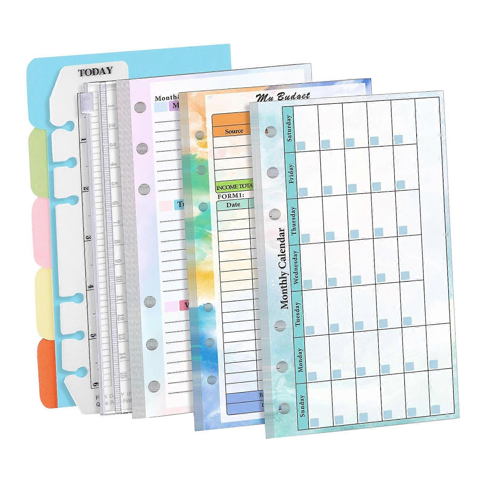 6 Ring Loose for Leaf Lined Paper Binder Planner Insert Students A6 Refill Paper