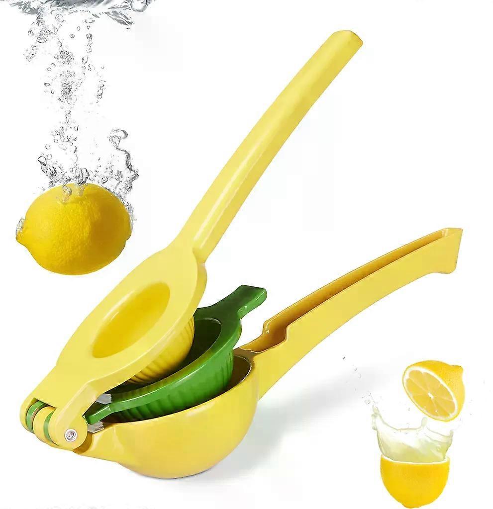 Manual 2 in 1 citrus press aluminum yellow green approx. 22 cm for lemons limes