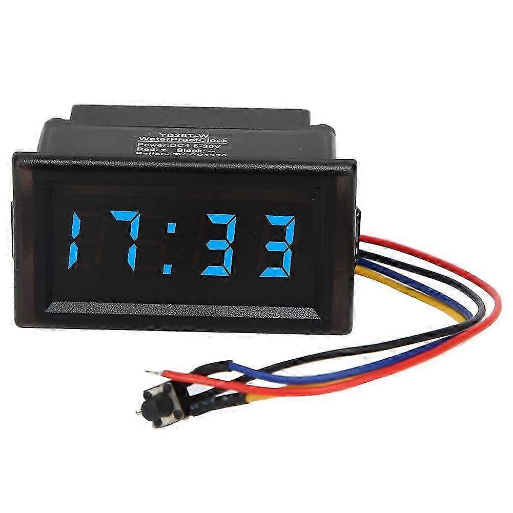DC4.5-30V Waterproof Dustproof Car Auto Electronic Clock LED Digital Display (Blue)
