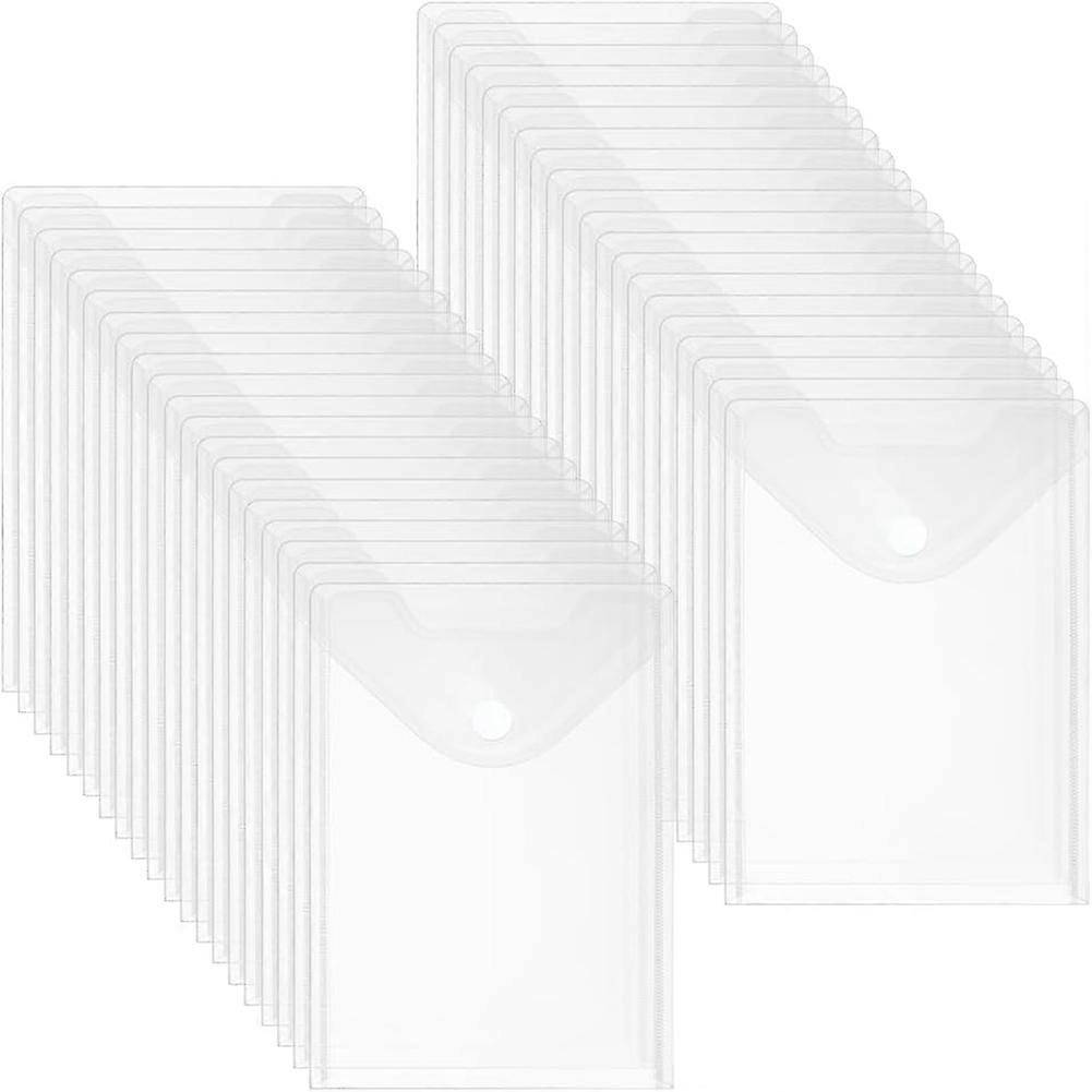 96 Pack Plastic Envelopes, 7 X 10 File Envelope with Hook & Loop Closure Storage Bags A5 Clear File Folders for School