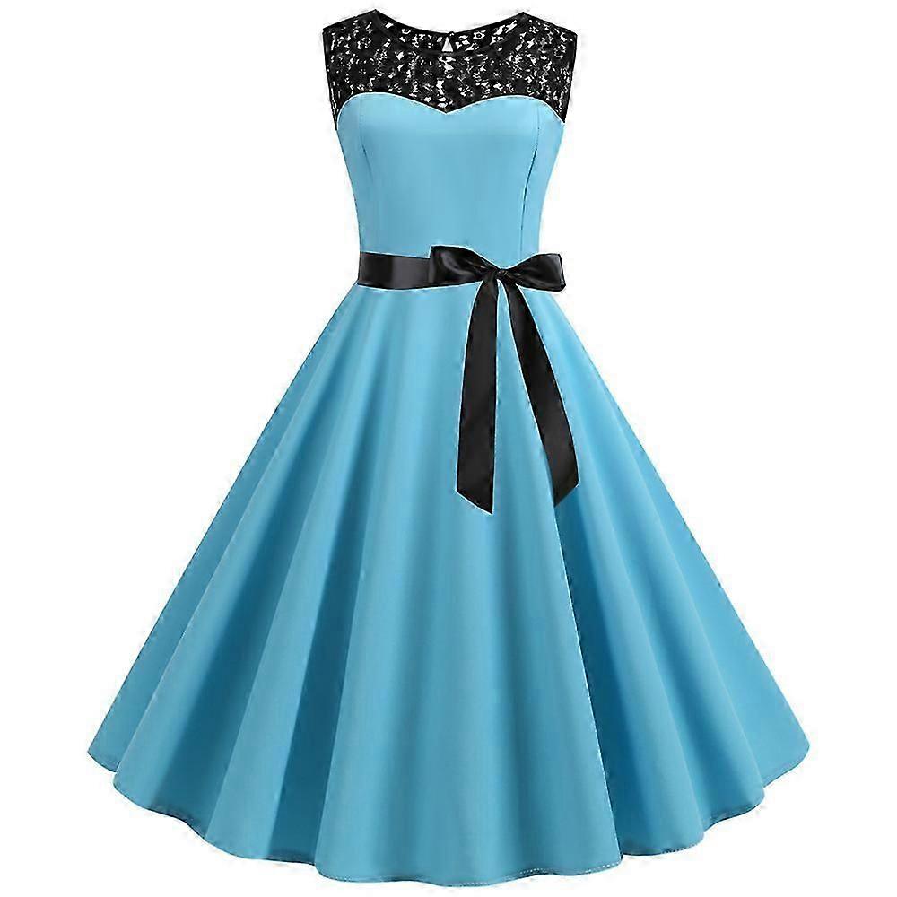 Women 50s 60s Vintage Rockabilly Dress Lace Patchwork Evening Party Cocktail Dresses