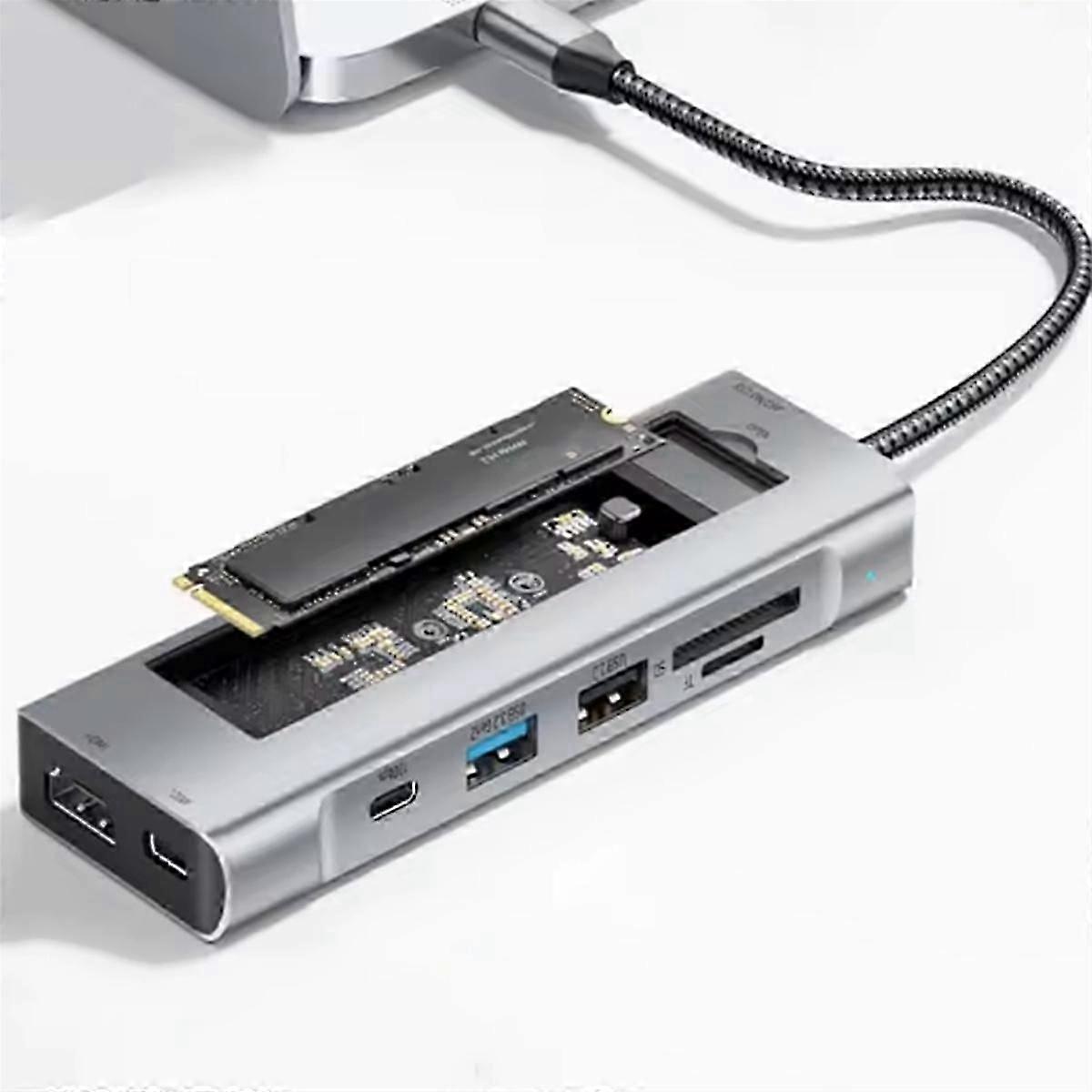 USB Hub with Disk Storage Function M.2 SATA NVME SSD Enclosure Type C to -Compatible Docking Station