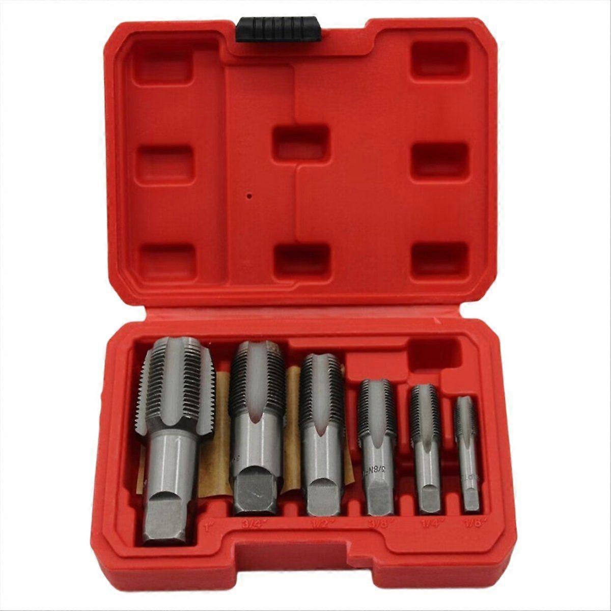 6 Pcs NPT Pipe Tap Set Threading Plumbing NPT Tap Set with Storage Case Thread Tapping Tool Kit