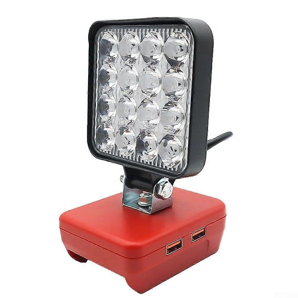 16LED Cordless Work Light With Adjustable Brightness And Rotatable Head For Outdoor Site And Vehicle Maintenance Red A