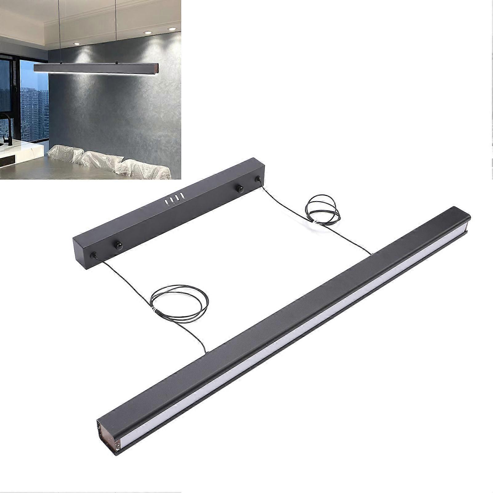 Minimalist Linear Pendant Light Dimmable Modern LED Chandelier with Remote Control for Restaurant Cafe Bar Office 110-265V 