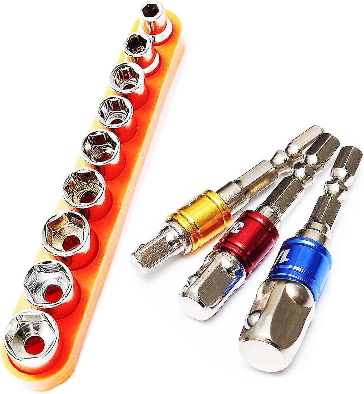 SeraphinaT Impact Socket Adapter Set 3 PCS 1/2'' 3/8'' 1/4'' + 1/4'' Drive Socket Set 9 PC