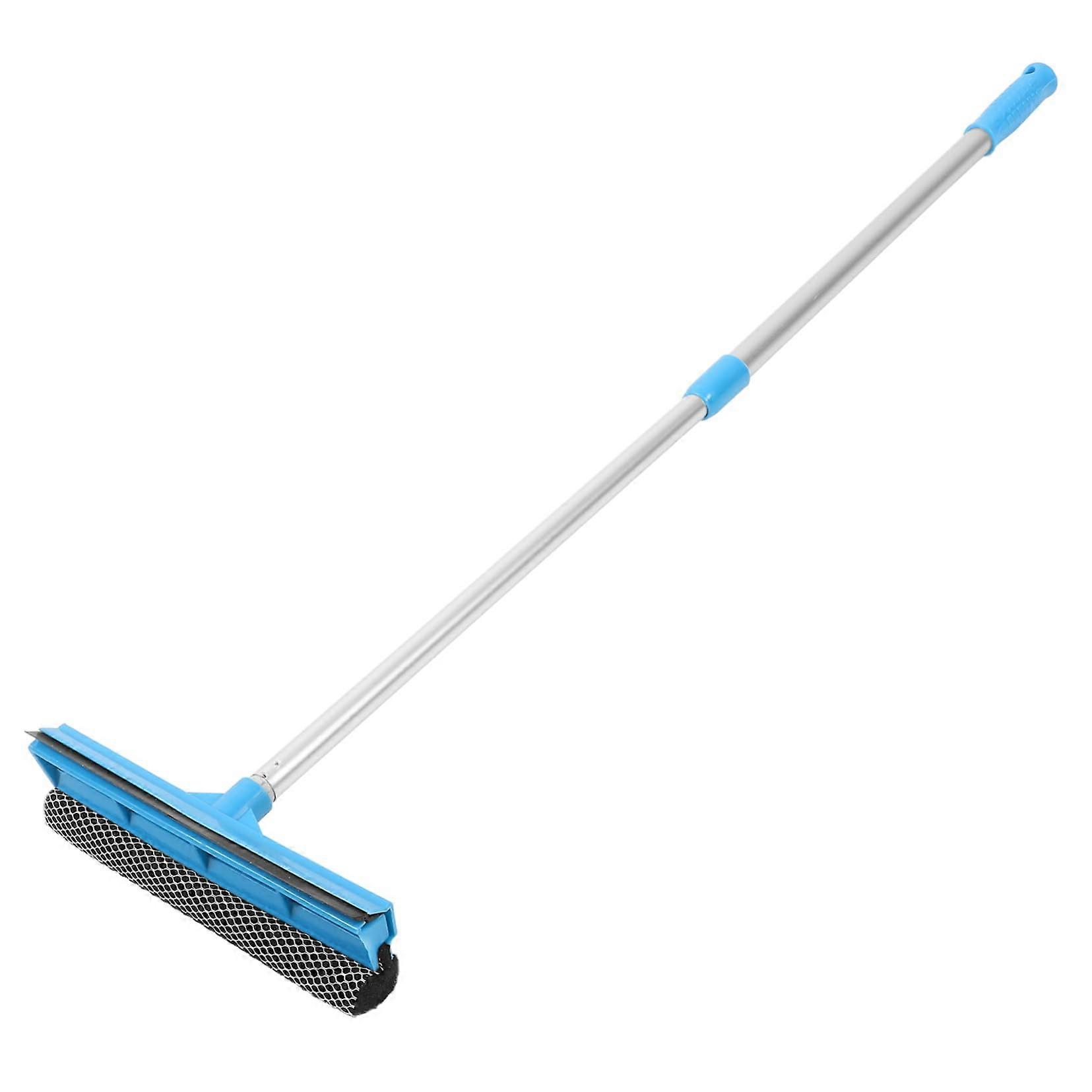 DoubleSided Window Cleaner Glass Scrubber For Home And Car Extendable Pole Blue