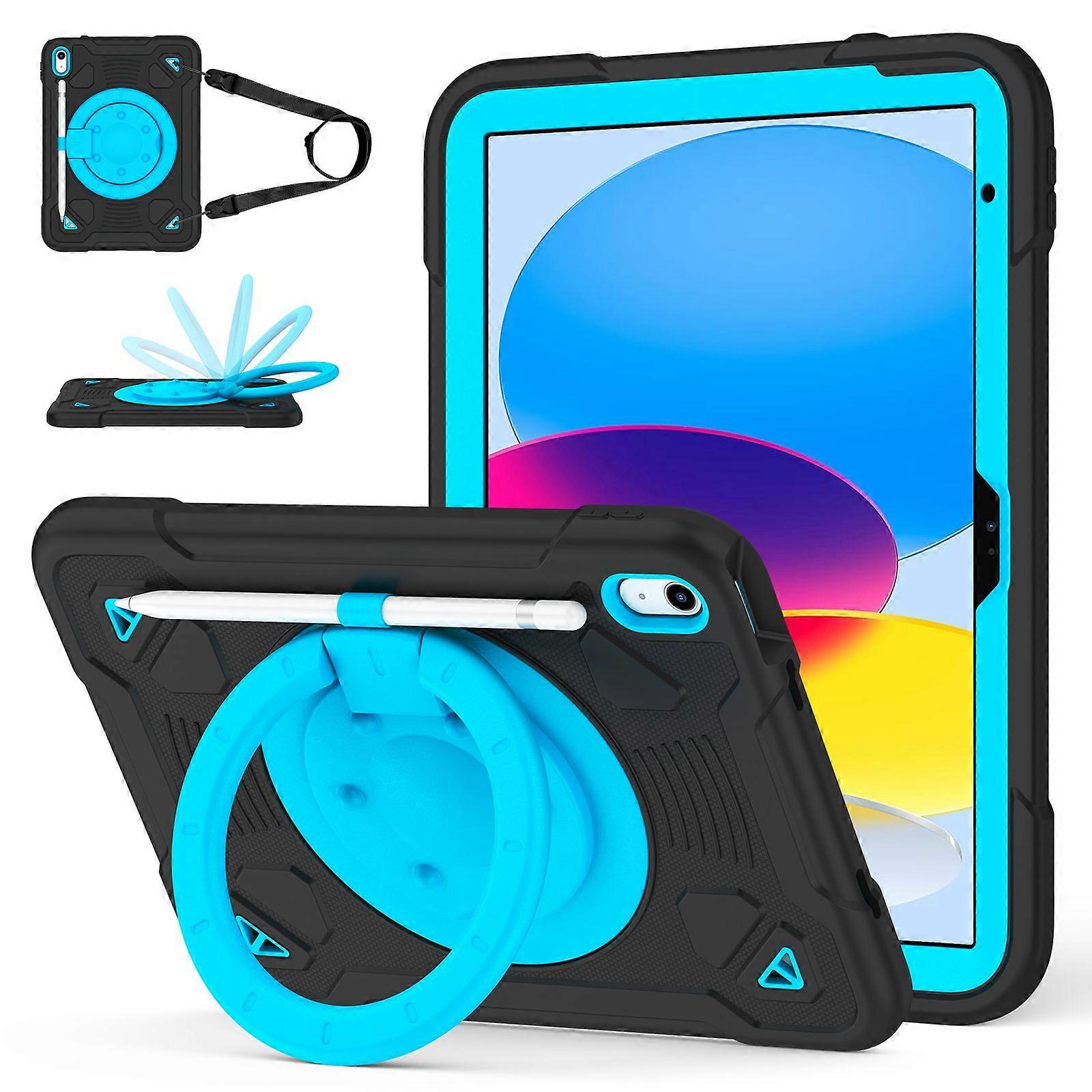 For iPad (2025)/ iPad 10.9 (2022) Case Kickstand Space Planet PC + Silicone Tablet Cover with Shoulder Strap