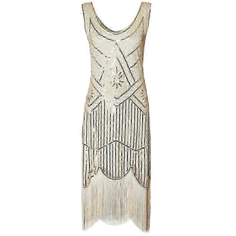 女性の1920年代のフラッパードレスロングフリンジグレートギャツビーコスチュームドレス20代スパンコールビーズヴィンテージドレス