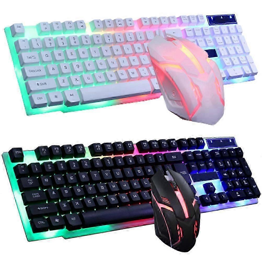 USB Gaming Keyboard and USB Mouse Combo LED Backlit Keyboard Firm Durable Colorful Glowing Gaming Mouse Computer Accessories