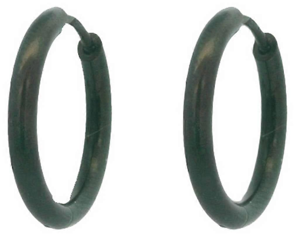 Ti2 Titanium Medium Round Hinged Hoop Earrings - Black
