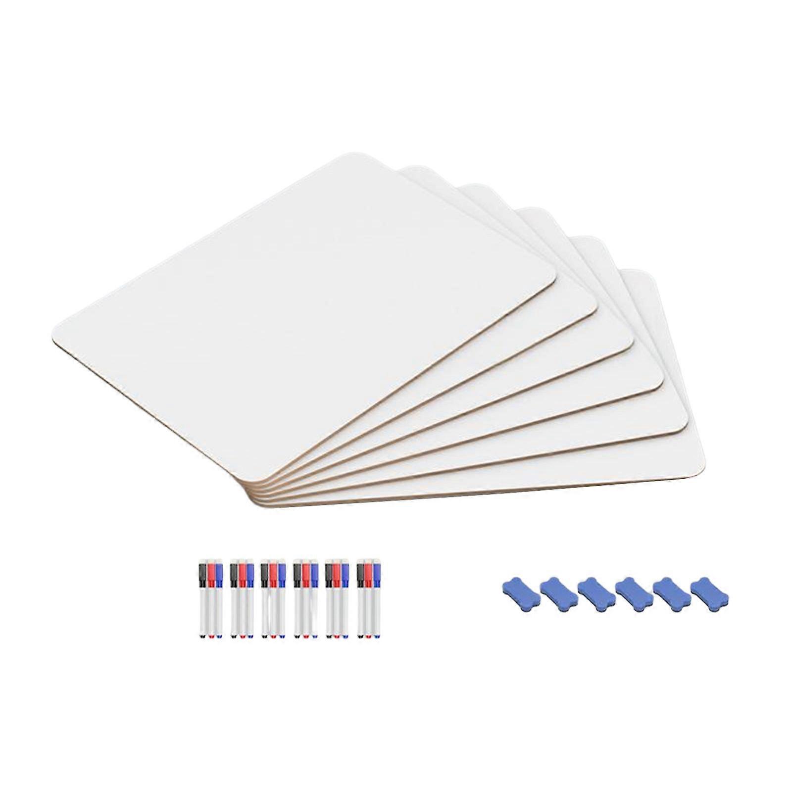 1/3/6 Pcs Double-Sided Whiteboard Small Whiteboards with Eraser and Markers Message Board for Students Multicolor