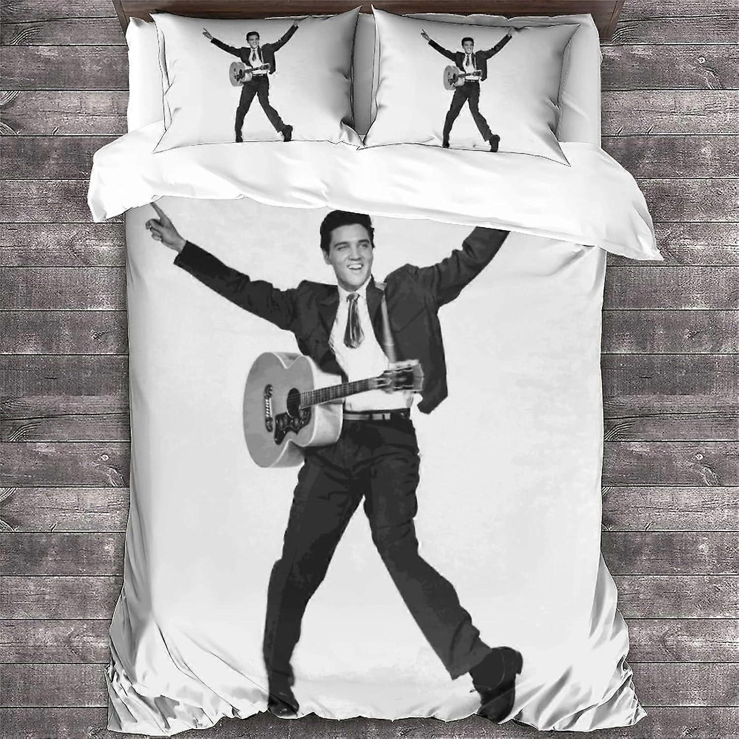 Elvis Presley Roupa de Cama Set Cantor Capa Colcha Rock 'n' Roll Tema Edredom Capa Microfibra Respirável Edredom Cover King
