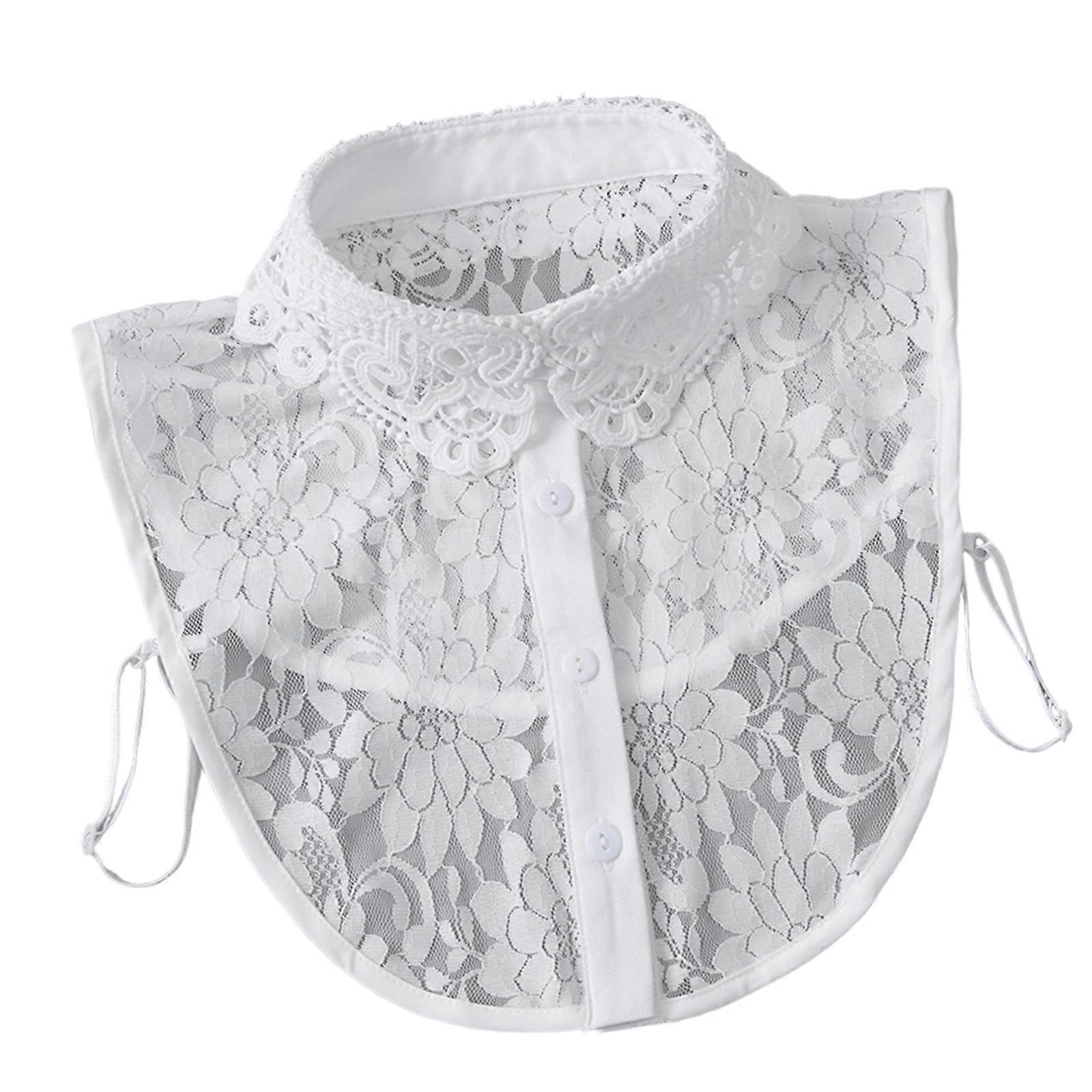 White Polyester Fashion Collar Insert Unique Patterns Lightweight Breathable Layering Piece  White