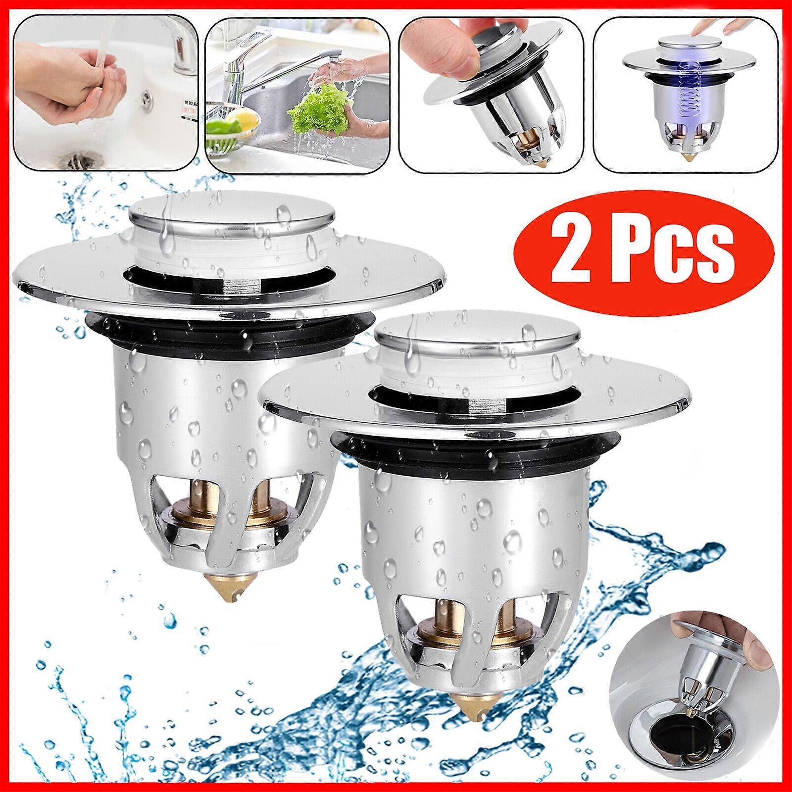 2X Universal 1.3''-1.57" Wash Basin Bounce Drain Filters Pop Up For Bathroom Sink Drain Plugs