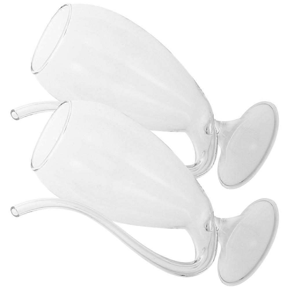 Sharing Cup Glassware with Built-in Tube Straw for Party Use 2Pcs