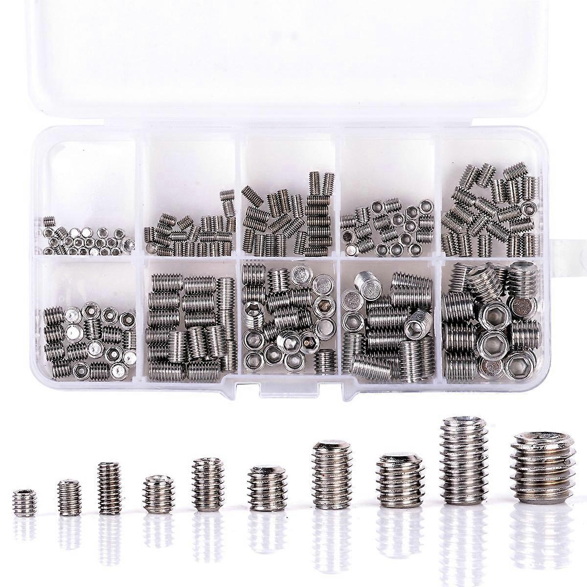 200Pcs Grub Screws Hex Socket Screw Assortment Kit Set M3//M5/M6/M8