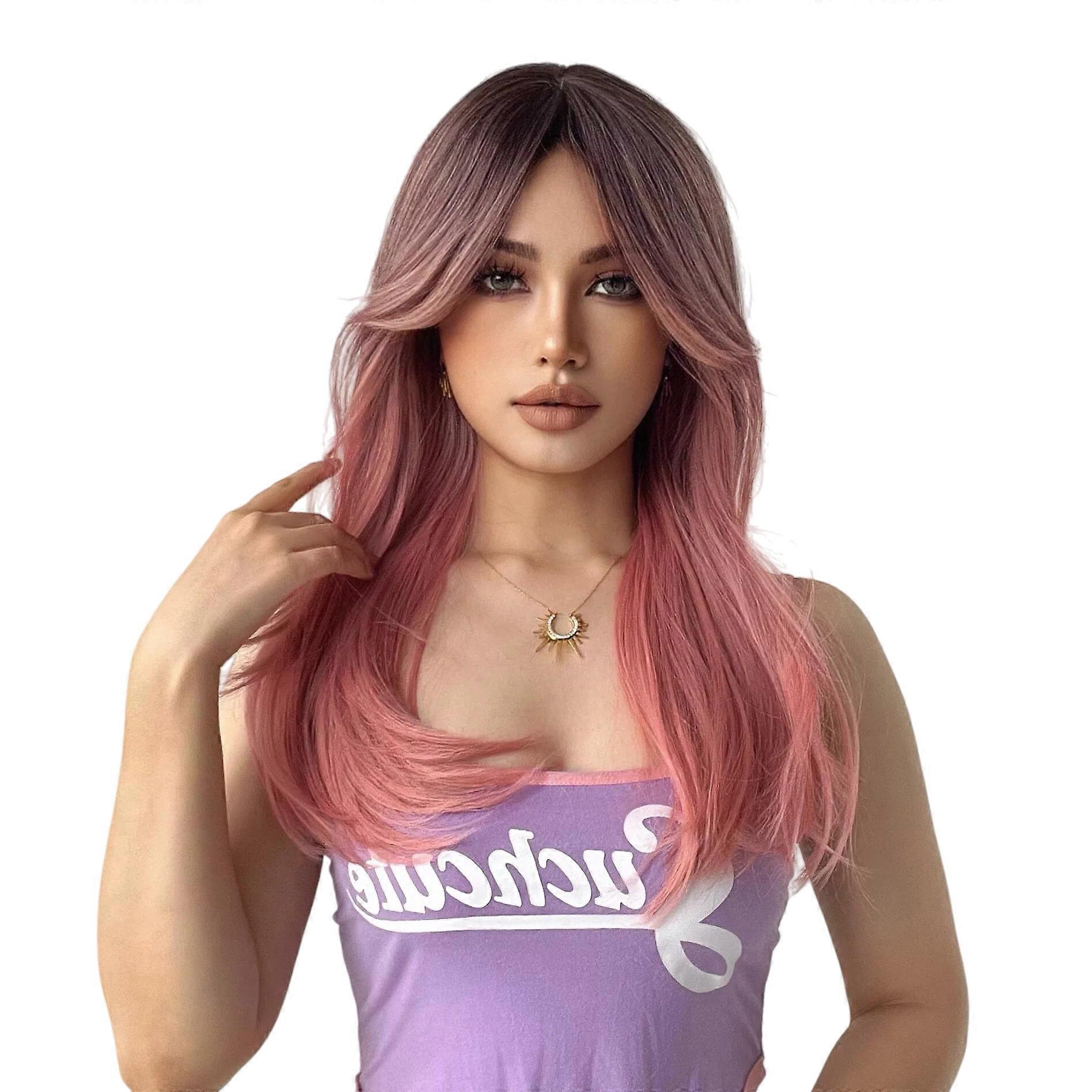 Ombre Pink Machine Made Heat-Resistant Glueless Wear and Go Wig - Natural Look for Daily Wear