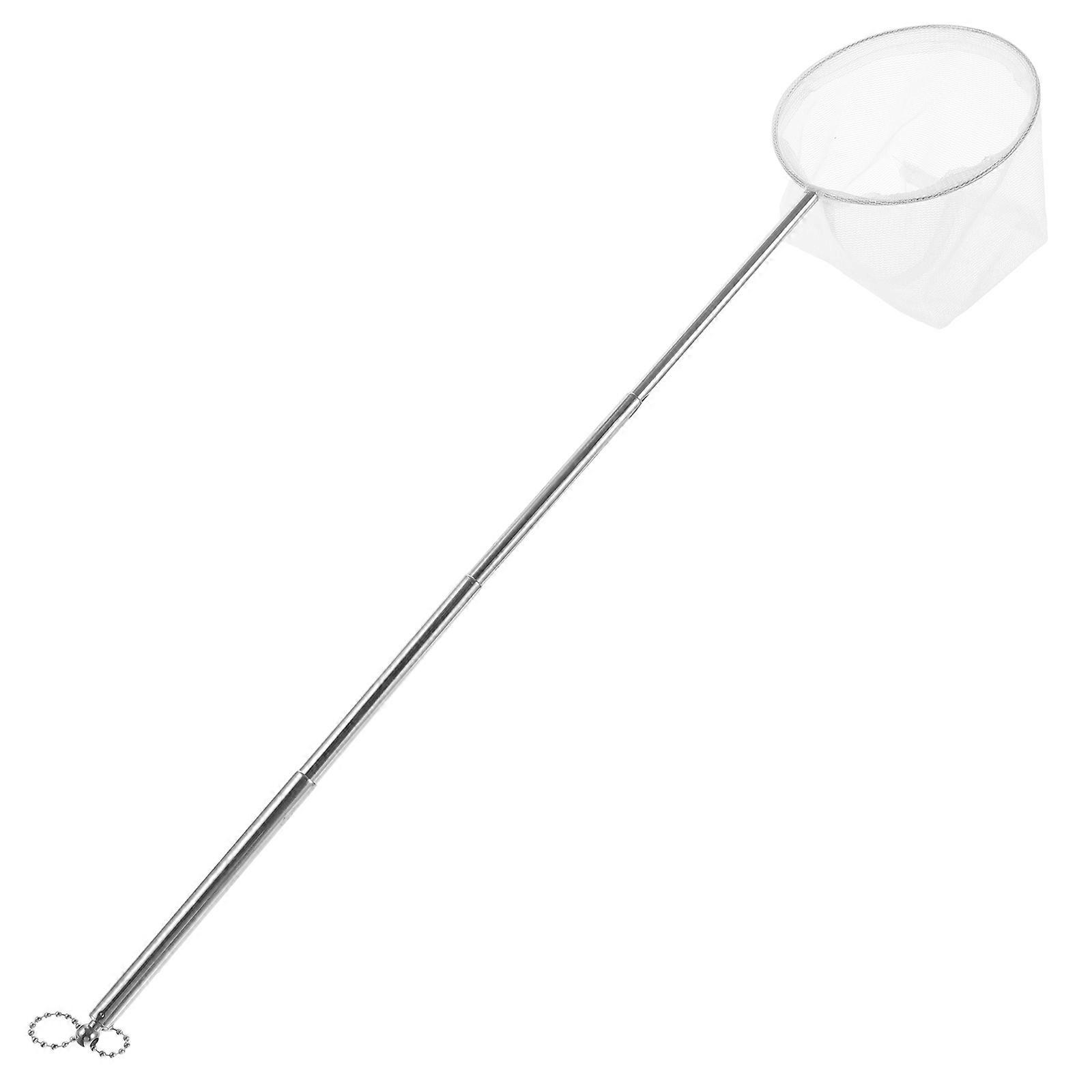 Stainless Steel Telescopic Fish Catching Net with Fine Mesh for Small Tanks and Aquariums White Adjustable Length 3D Design