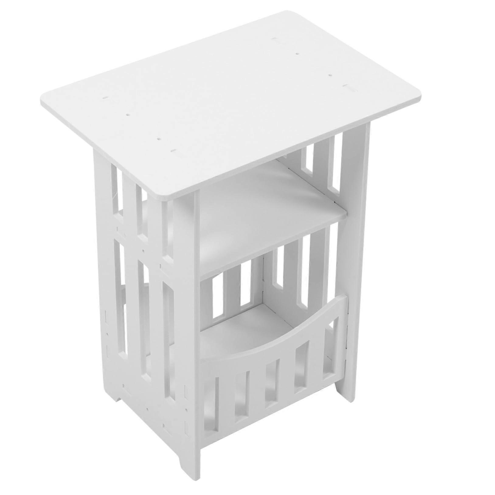 Small White Side Table for Sofa or Bed, Modern Mini Nightstand for Living Room and Small Spaces
