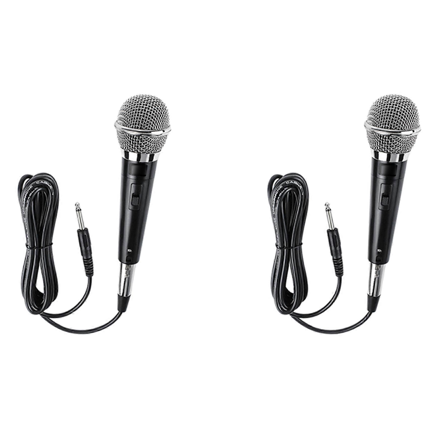 2X Karaoke Microphone MIC Handheld Dynamic Wired Dynamic Microphone Clear Voice for Karaoke Vocal Music Performanc