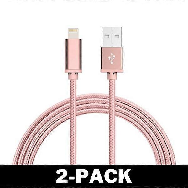 1M Cable compatible with iPhone Charger Nylon Quick Charge Rose Gold 2-Pack