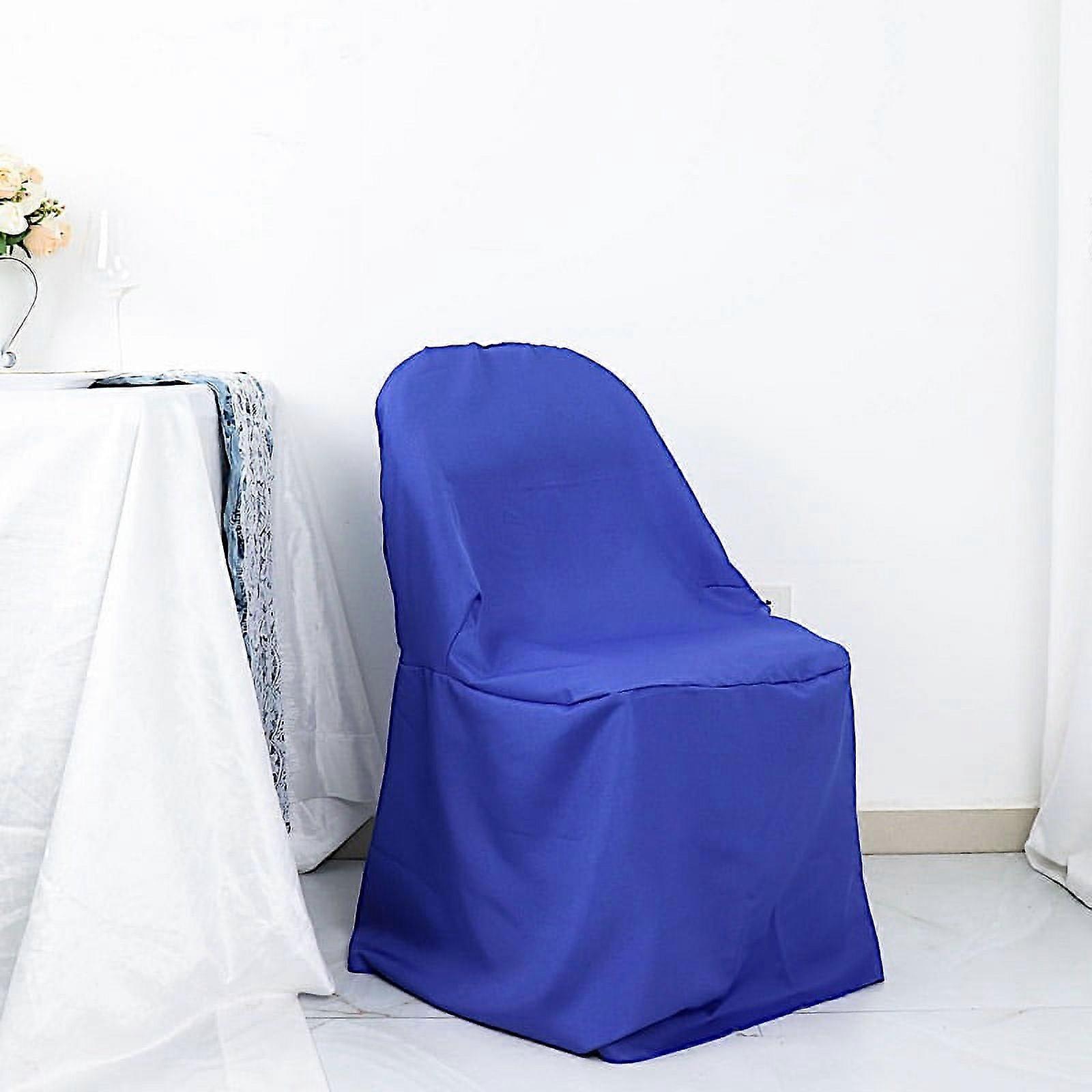 BalsaCircle Royal Blue Solid Polyester Folding Flat Chair Cover Slipcover Party Wedding