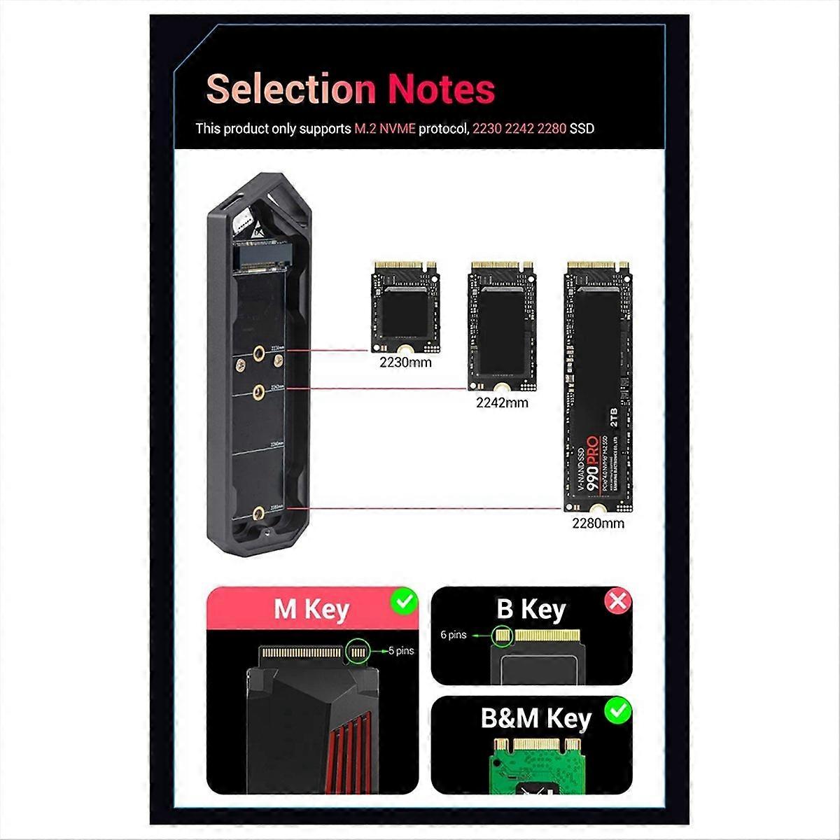 Boîtier SSD M2 double protocole NVMe USB 3.1 Type C Gen2 10 Gbit/s
