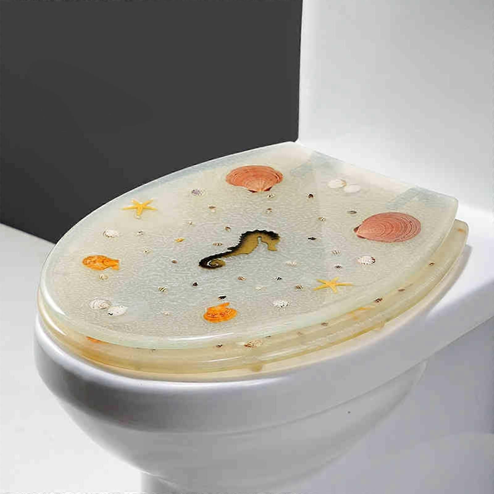Transparent Resin Toilet Seat Universal Fit Quick Release Easy Clean Scratch Resistant 42x36cm
