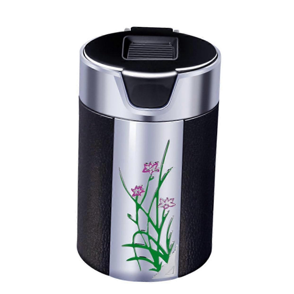 Car Ashtray with LED Light and Windproof Lid Fits Most Cup Holders for Smokers