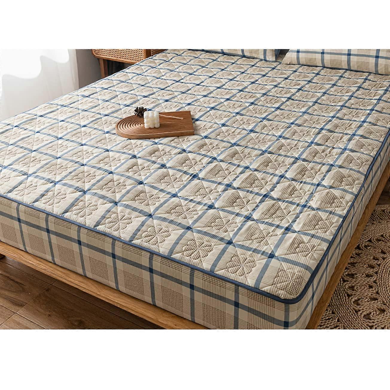 Mattress Pad with Pillowcases, Breathable Polyester, Secure Fit for Single Bed 150x200cm Set