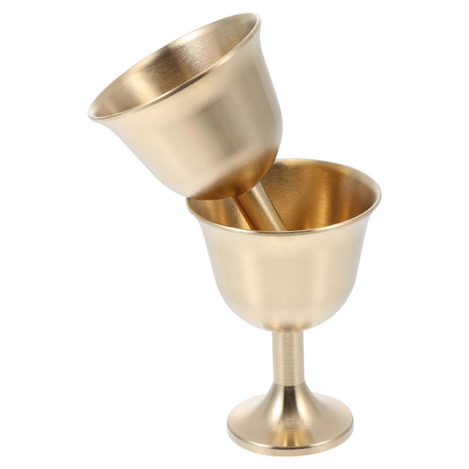2pcs Durable Wine Glass Copper Drinking Cup Bar Champagne Goblet Barware