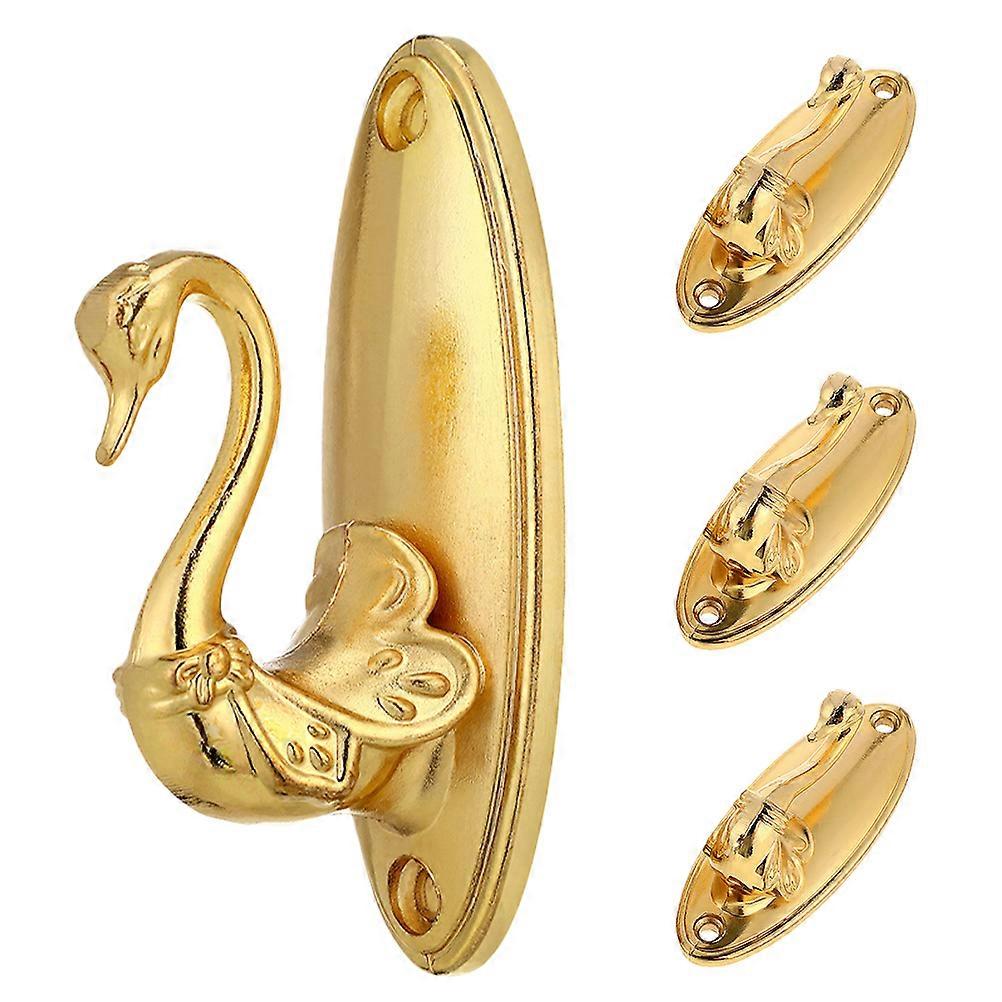 Swan Curtain Tieback Hooks for Drapery 4Pcs Alloy Golden Decorative Hooks