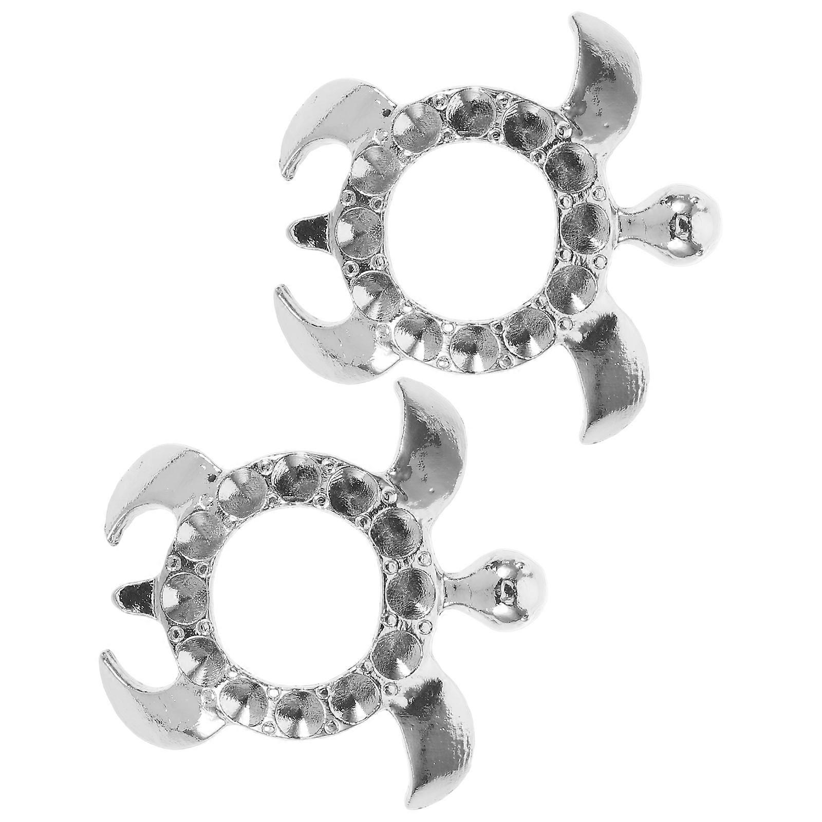 Small Turtle Crystal Sphere Holder for Display 2Pcs Metal Silver