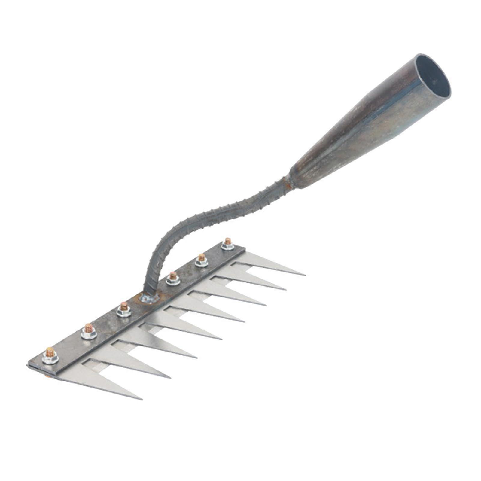 Garden Weed Puller Dethatching Rake, Durable Manganese Steel, 8 Teeth Lawn Weeding Tool