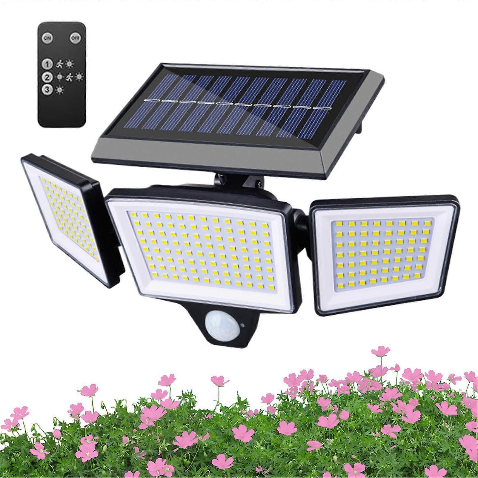 Outdoor Solar Lights with Motion Sensor and Remote, 2500LM Waterproof LED Garden Lights 3 Heads