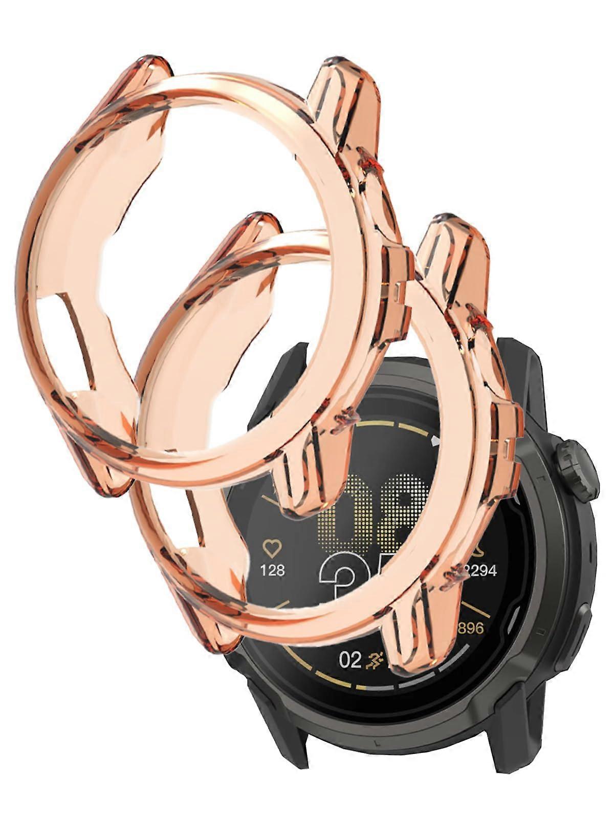 2 Pack Clear Orange TPU Shockproof Case for COROS APEX 4 46mm Smartwatch with 360° Protection