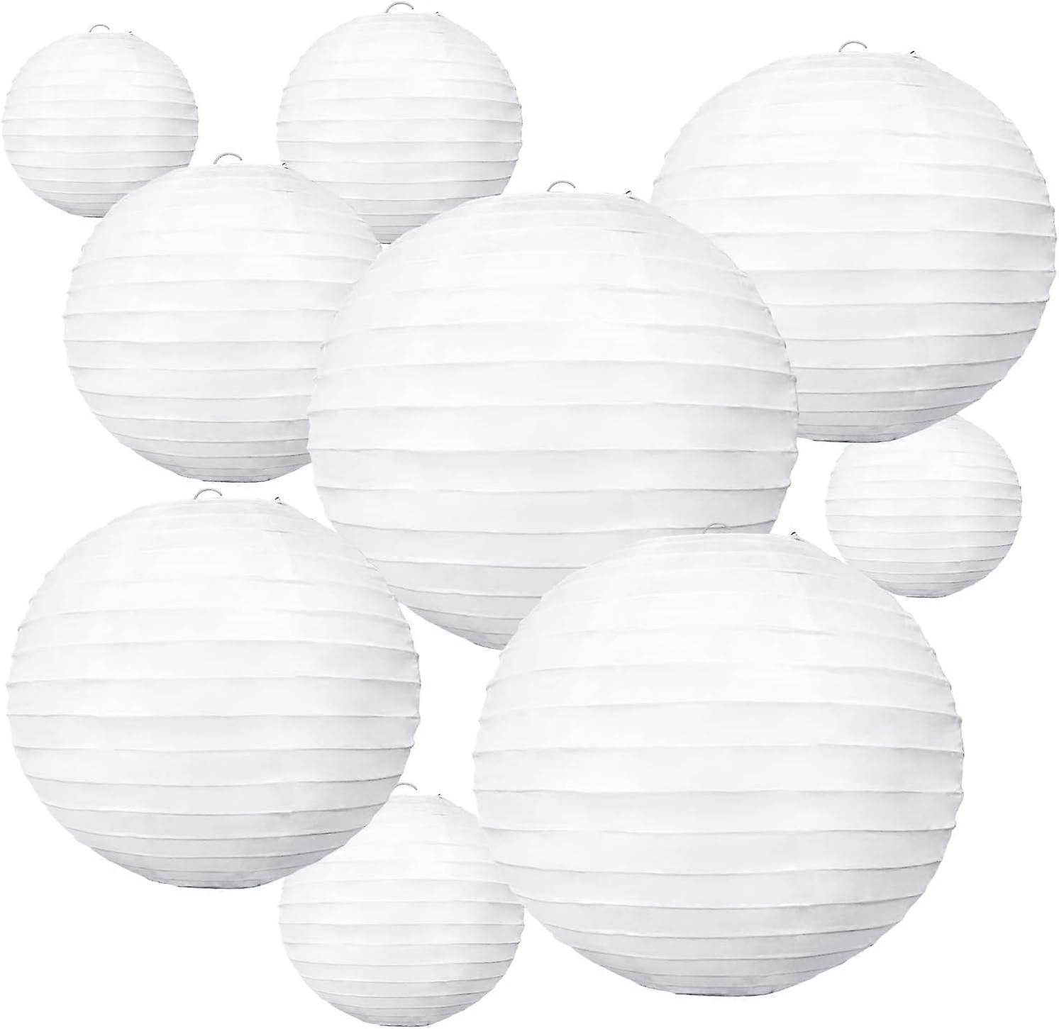 10Pcs 16 Inch White Paper Lanterns Bulk Hanging Round Lanterns for Wedding and Warm Ambient Lighting
