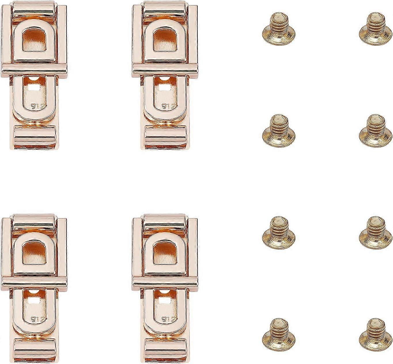 4 Sets Zinc Alloy Bag Clasps Twist Lock Catch Clasps Purse Buckle Fasteners Handbag Turn Lock for DIY Bag Making Accessories Rectangle Light Gold 1x2.