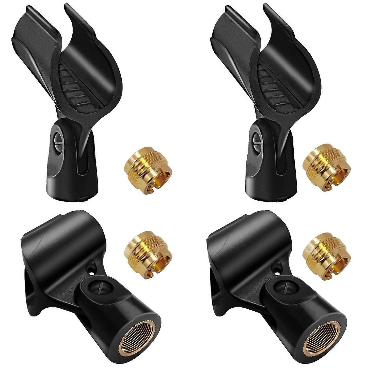 Universal Microphone Clip Holder with 5/8 to 3/8 Adapter, Durable AntiSlip Mic Holder, 4 Pack