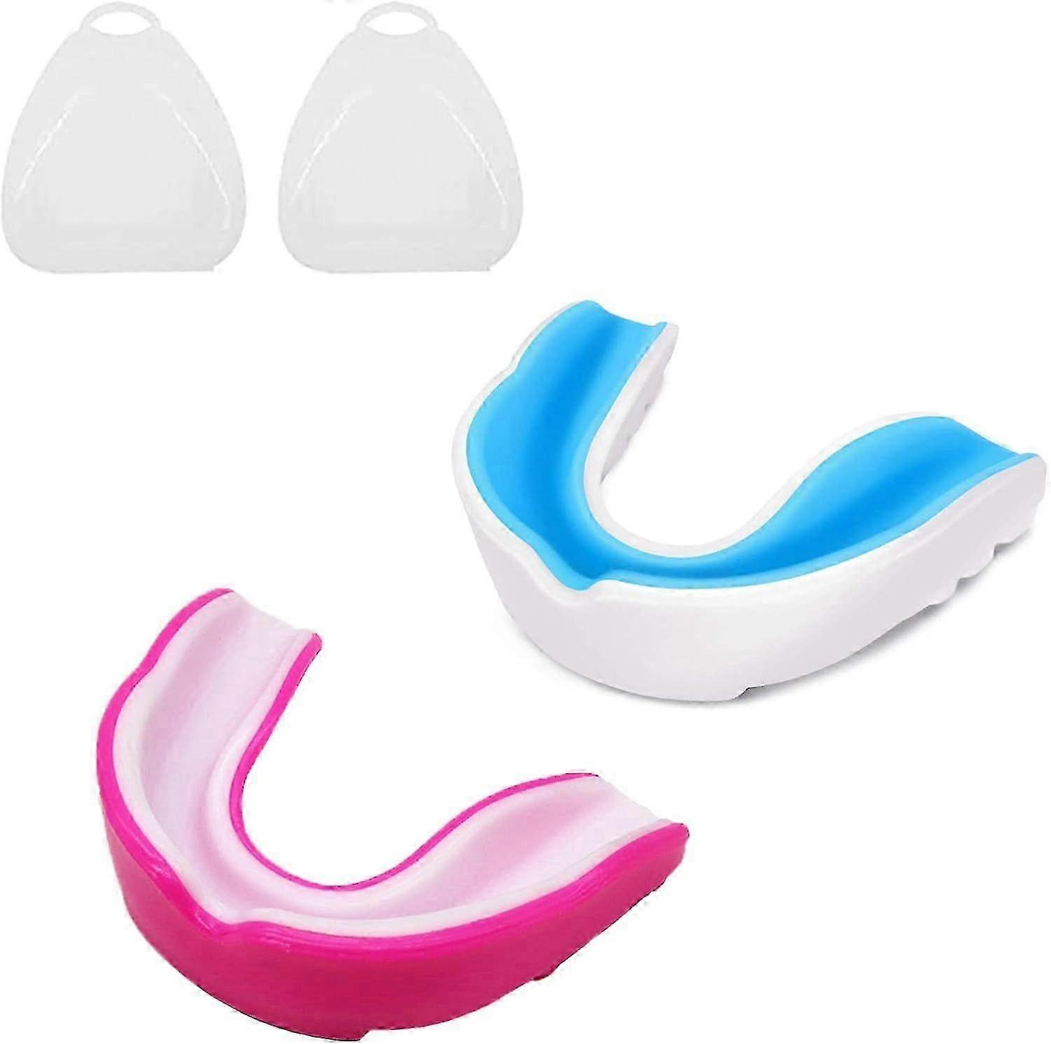 2パックスポーツマウスガード、ホッケー、ボクシング、武道、コンタクトスポーツ用のポータブルポケット付きマウスガード