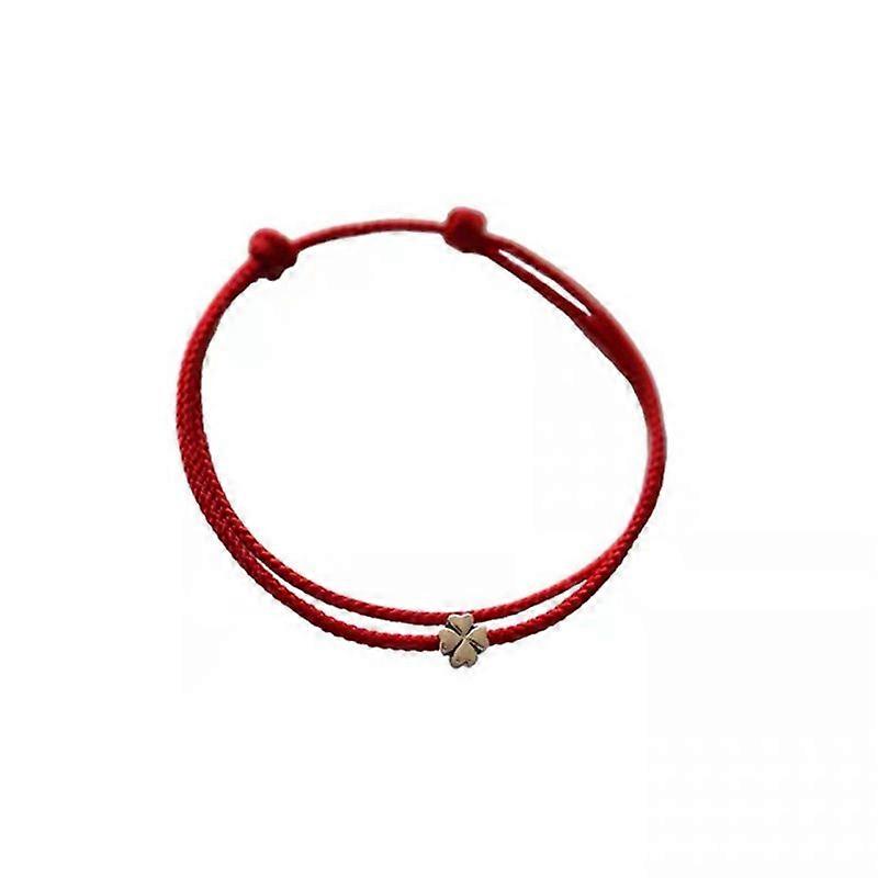 Four-leaf Clover Mini String Bracelet Lucky Red Handmade Rope Charm Bracelet