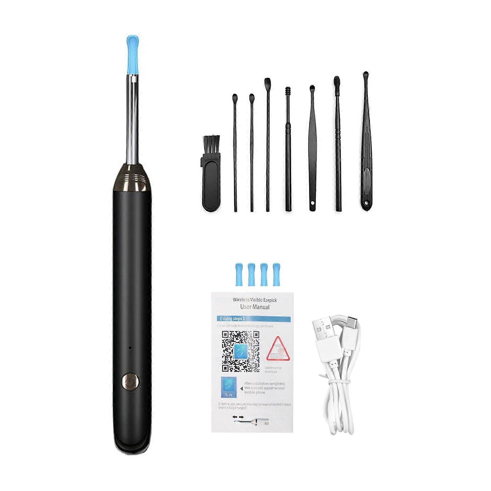 Ear Wax Removal Camera Kit with RealTime View and 4 Replacement Tips, Black