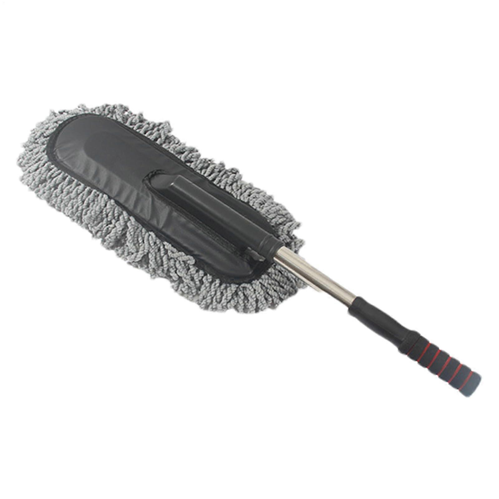 Car Duster with Extendable Stainless Steel Rod, Scratch Microfiber Brush for Auto Detailing Grey
